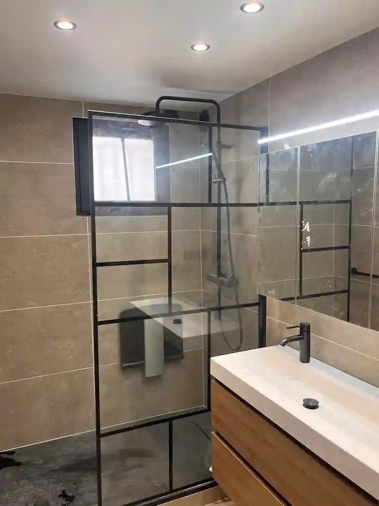 Meuble vasque double avec miroir contemporain